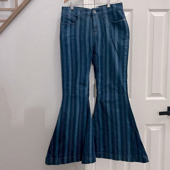 Cruel Denin super flat striped blue jean‎ pants women’s size 9 - Picture 1 of 6